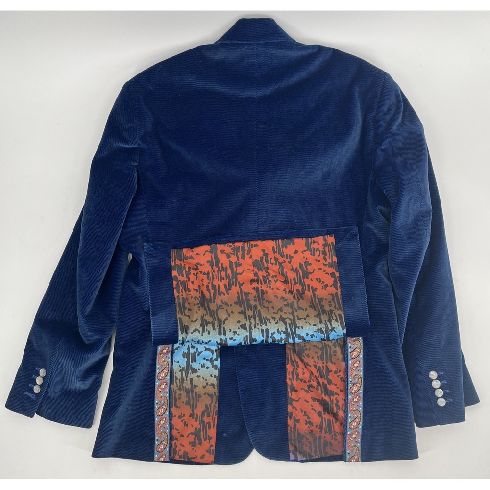 Robert Graham Luxury Cobalt Blue Velvet Corduroy Blazer Sports Coat Cotton Sz 42 - Picture 4 of 13